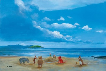 Animal Painting - y Friends at the Seaside humor gracioso mascotas